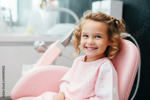 little girl at a Children's dentistry for healthy teeth and beautiful smile photo