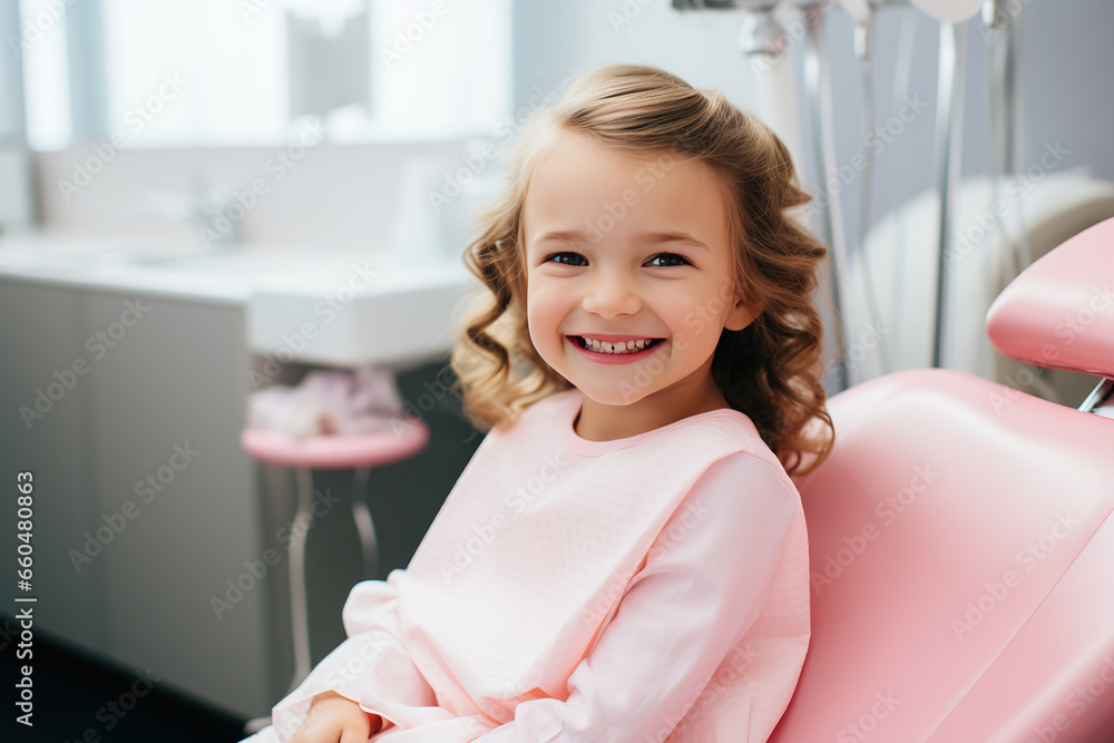 little girl at a Children's dentistry for healthy teeth and beautiful smile little girl at a Children's dentistry for healthy teeth and beautiful smile