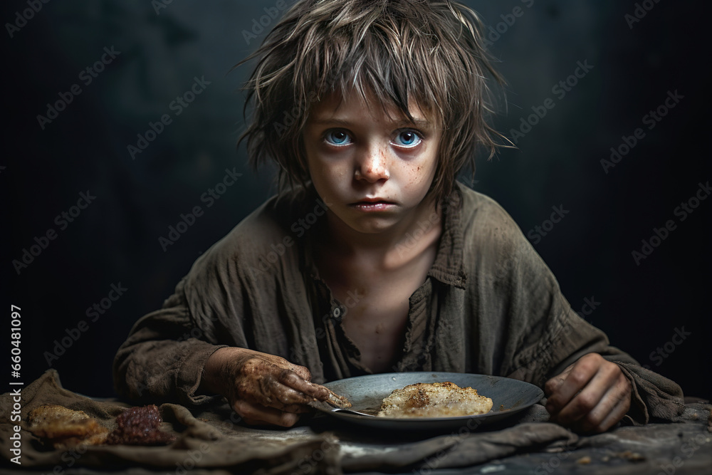 Hungry, starving, poor little child looking at the camera. Hungry, starving, poor little child looking at the camera.