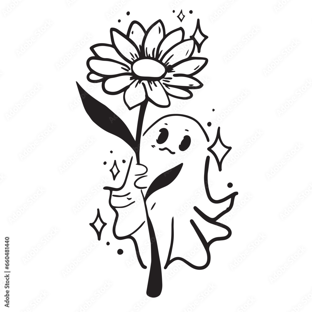 flying ghost holding giant flower flying ghost holding giant flower