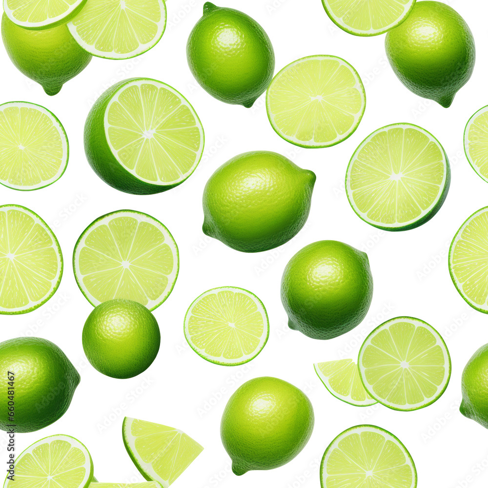 limes and slices of lime, seamless pattern limes and slices of lime, seamless pattern