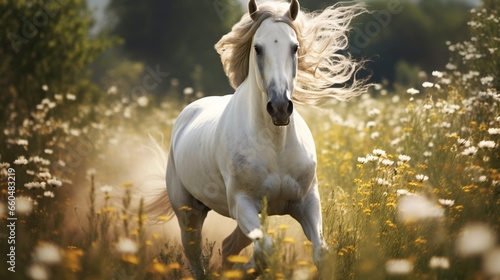 white horse on the meadow   © AB malik