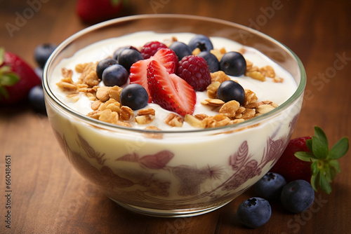 Sweet organic fresh berry food yogurt diet muesli healthy dessert breakfast fruit