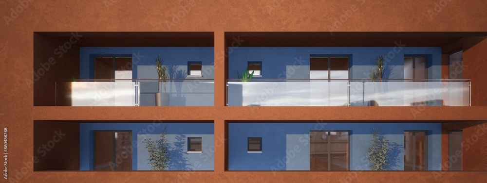 Modellazione e rendering di edificio residenziale Modellazione e rendering di edificio residenziale