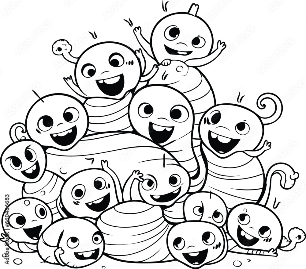 Black and White Cartoon Illustration of Funny Alien Characters Group Coloring Book
