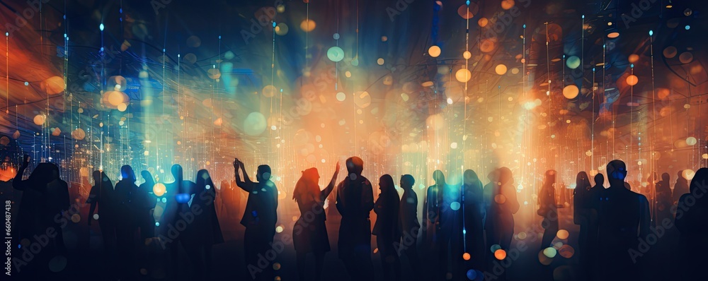 Obraz premium blurred shining background people at party