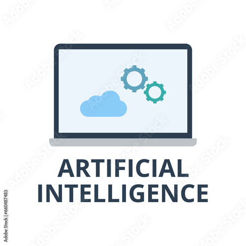 Artificial intelligence vector. Technology and machine learning concept. Flat illustration on white background.