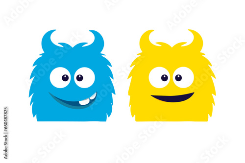 A collection of funny monsters or animals. A set of cute fantasy or fairy tale creatures. Cartoon characters isolated on background. Bright color children vector illustration in flat style