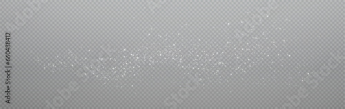 White png dust light. Christmas background of shining dust Christmas glowing light bokeh confetti and spark overlay texture for your design 