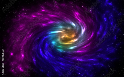 Spiral Galaxy ilustration. A bright, beautiful cosmic nebula.