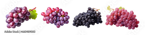 Collection of set Grapes isolated on transparent background. PNG file, cut out