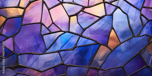 Multicolored Crystalline Glass Wall: Colorful Geological Forms on a Dark Blue Canvas