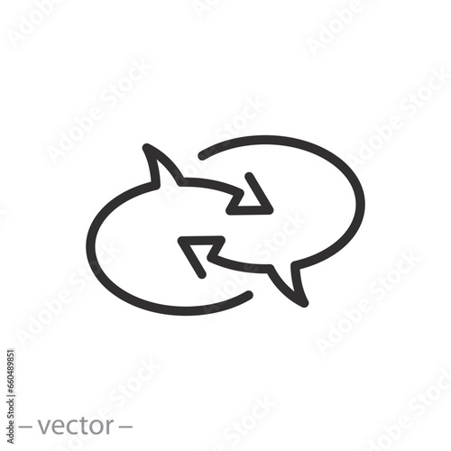 translate icon, learning chat, interpreter dialog, thin line symbol - editable stroke vector illustration