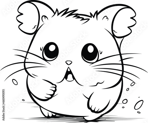 Fototapeta Naklejka Na Ścianę i Meble -  Hamster   Black and White Cartoon Illustration. Coloring Book