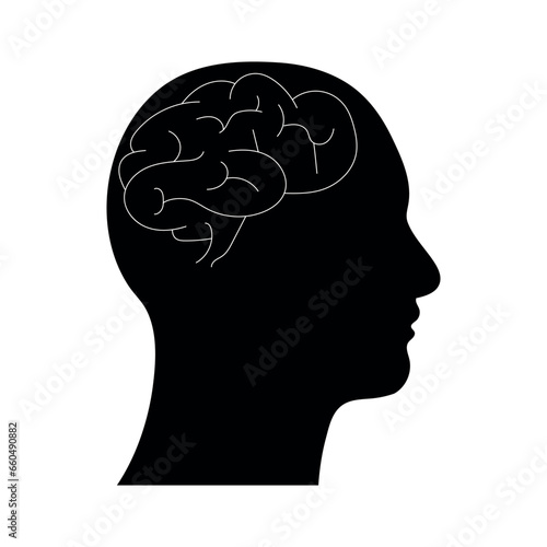 Human brain icon silhouette .