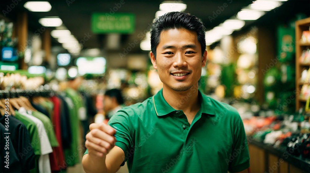 Naklejka premium person standing in store