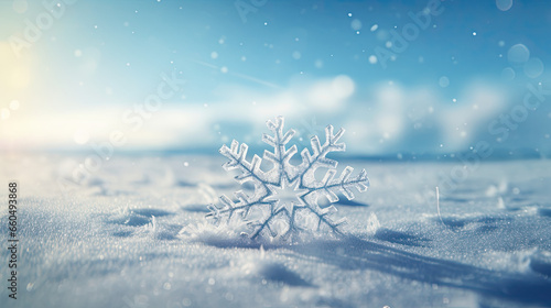 christmas background with snowflakes winter wonderland - by generative ai
