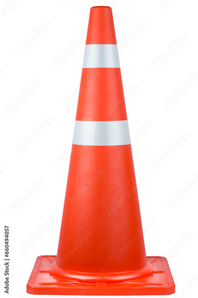 Orange traffic cone with isolated white background clipping path. Orange traffic cone with isolated white background clipping path.