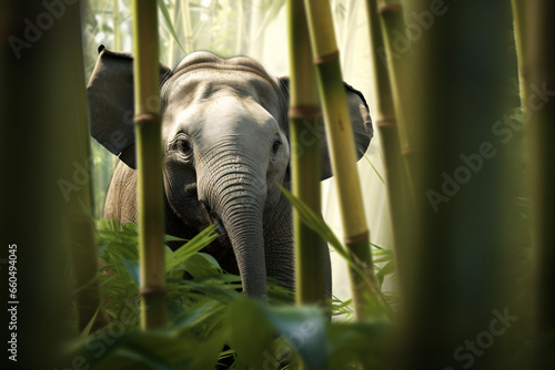 an elephant in a bamboo forest