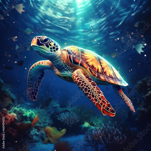 green sea turtle swimming spirit animal - by generative ai