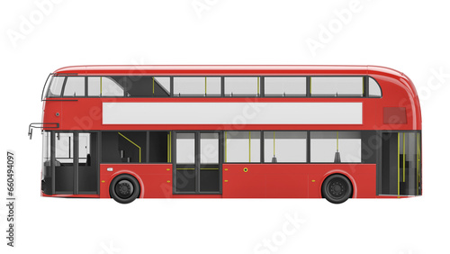 Double-decker bus 3D rendering isolated on transparent background