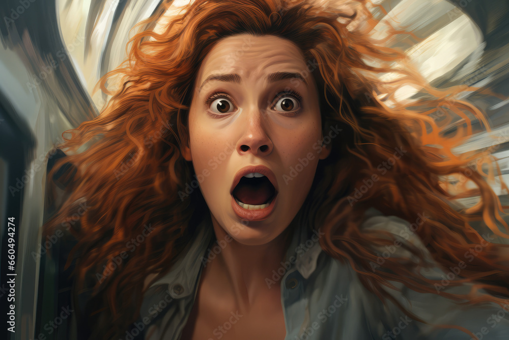 a woman making a surprised face