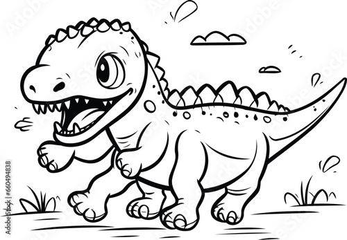 Dinosaur cartoon vector illustration. Cute stegosaurus doodle.