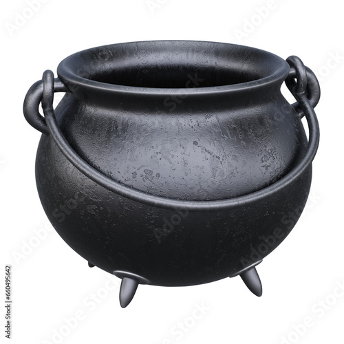 empty black cauldron 3d illustration