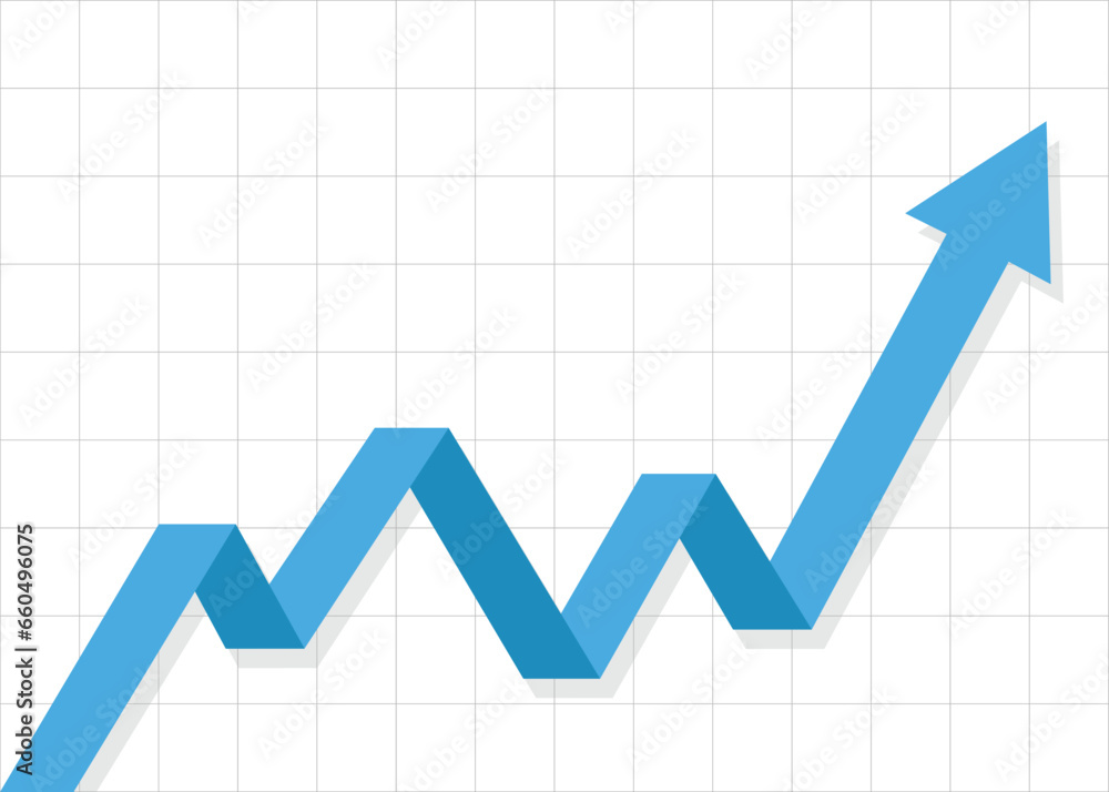 blue stock market arrow business graph growing pointing up on economic chart icon trending upwards financial board rises flat design blue stock market arrow business graph growing pointing up on economic chart icon trending upwards financial board rises flat design