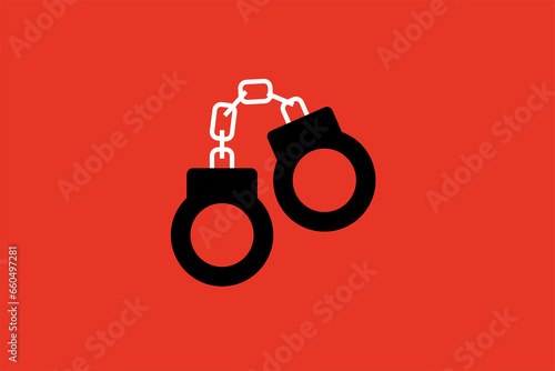 handcuffs illustration.  Vector illustration  in flat style design.