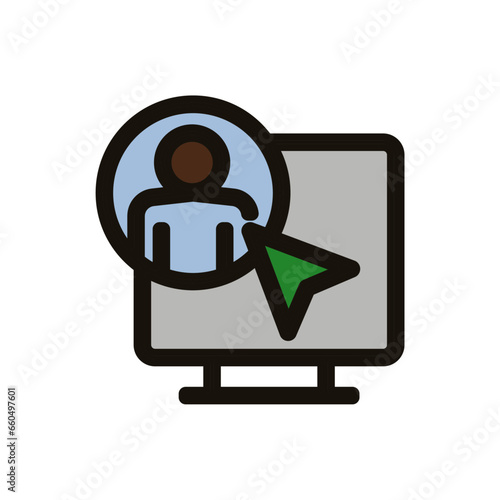 cible profil ordinateur team buiding travail entreprise d'équipe pictogramme Icone vert gras couleur