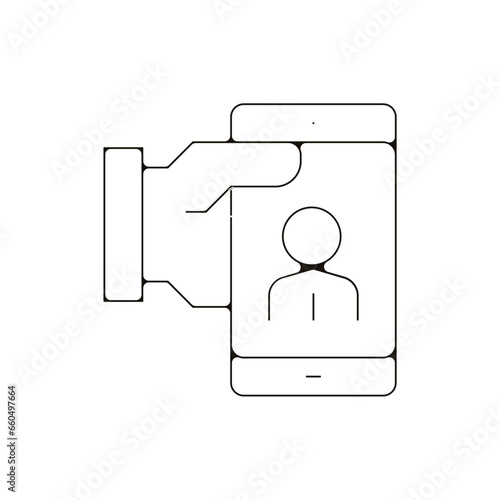 profil smartphone cv en main team buiding travail entreprise d'équipe pictogramme Icone fin