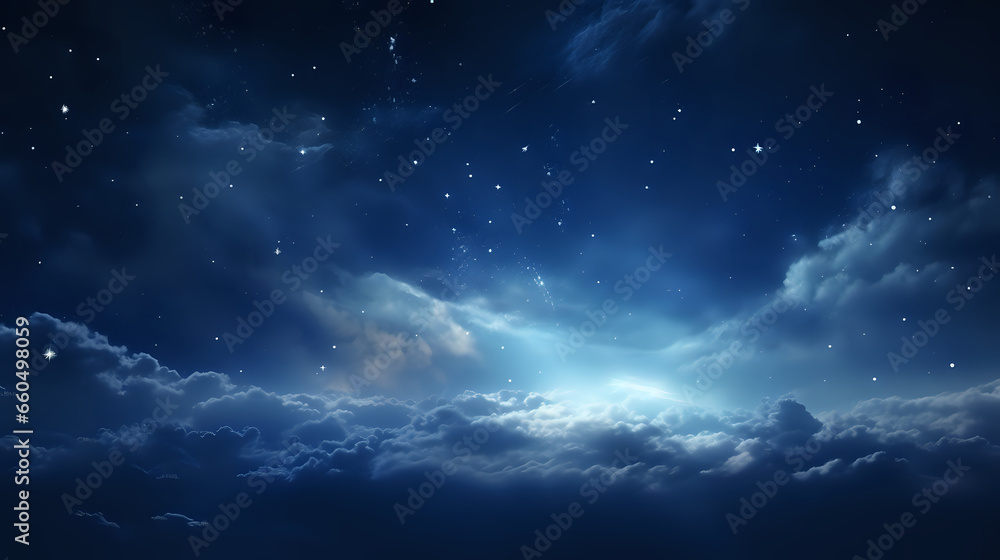 Dramatic Night Sky: Celestial Symphony of Stars and Clouds in 8K Resolution
