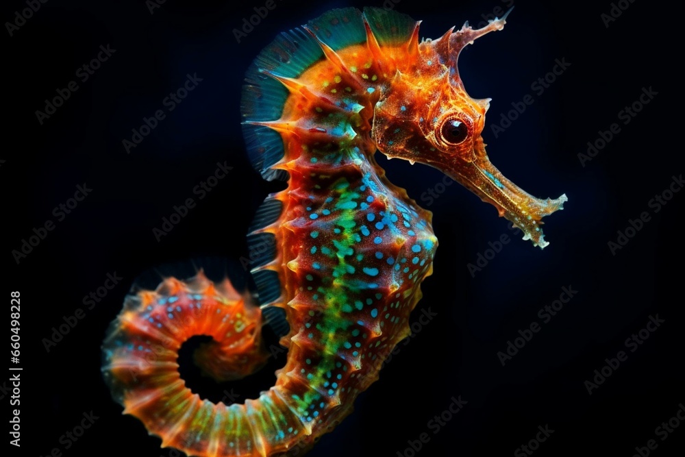 Seahorse of vibrant colors. Generative AI