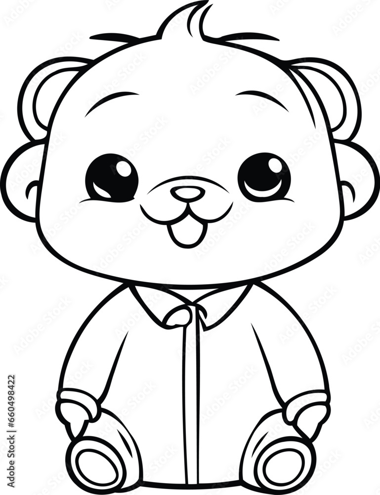 Cute cartoon bear. Coloring book for children. Vector illustration.
