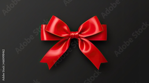 Red ribbon bow on black background.