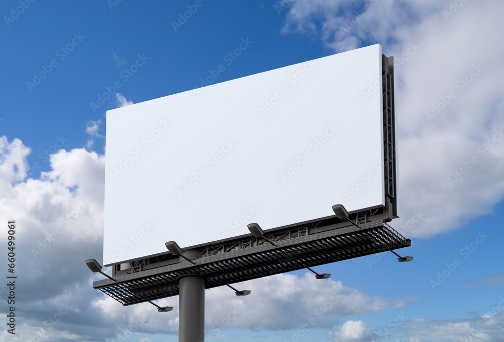 Outdoor billboard mockup on blue sky background Outdoor billboard mockup on blue sky background