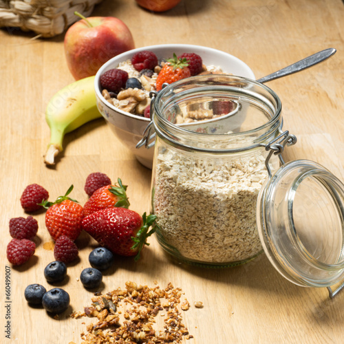 healthy breakfast with muesli and berries