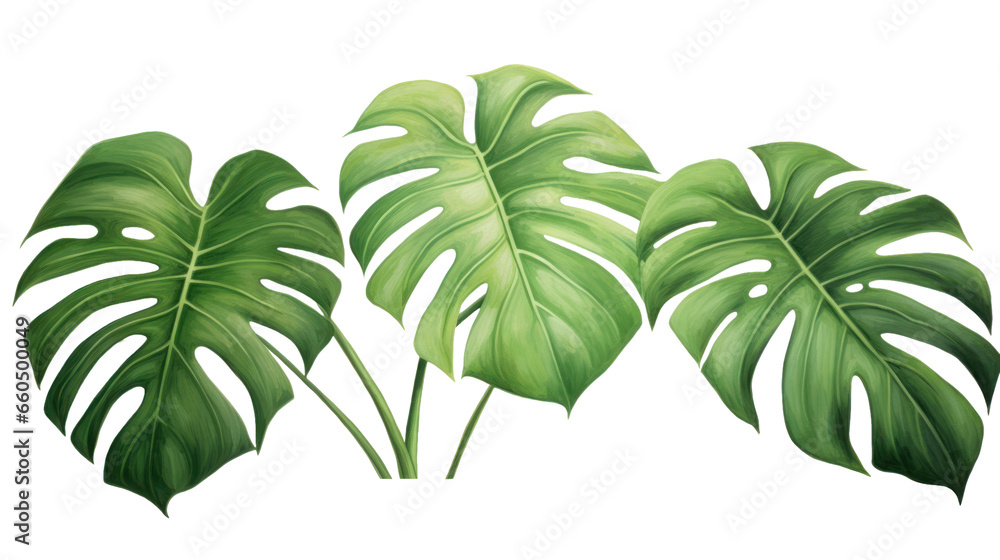 Monsteras leaves on the transparent background