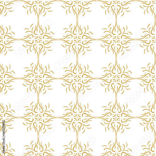 Seamless gold pattern in oriental style, arabesques.
