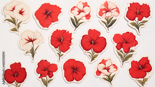 set of red flowers 