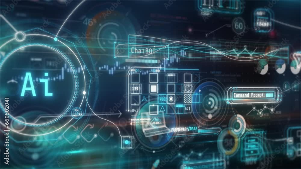 Virtual space with artificial intelligence infographics flow. Virtual space with artificial intelligence infographics flow.