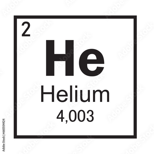 Helium Chemical Element Symbol Vector Image Illustration Isolated on White Background