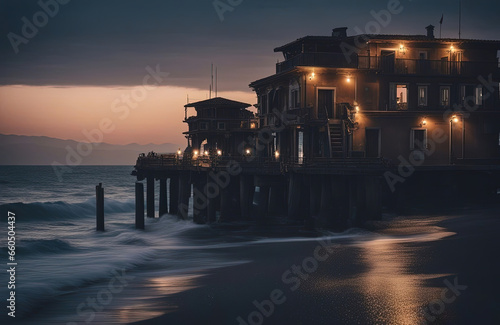 Sunset at the pier - Created with Generative AI Technology © Faris