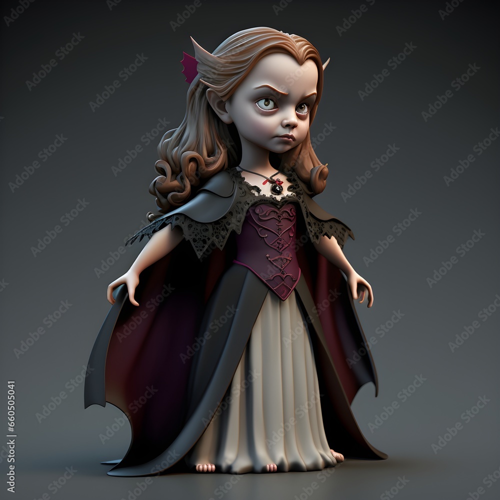 9 year old girl vampire 3D in 3D pose 