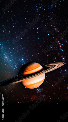 planets in space, Saturne with a lot of Colors and lot of stars, Saturne