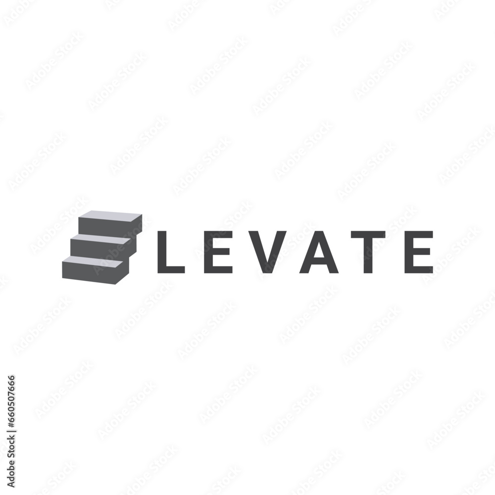 Obraz premium a wordmark logo of elevate with a stair as the letter E for business or career related company logo