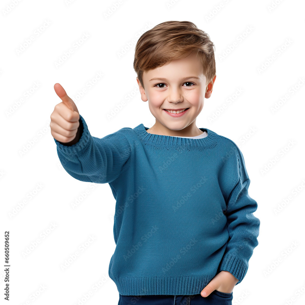 Smiling caucasian boy with pointing sign, isolated on white or transparent background. AI Generated. Smiling caucasian boy with pointing sign, isolated on white or transparent background. AI Generated.