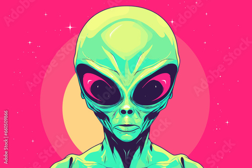 Cartoon alien face. Vector illustration