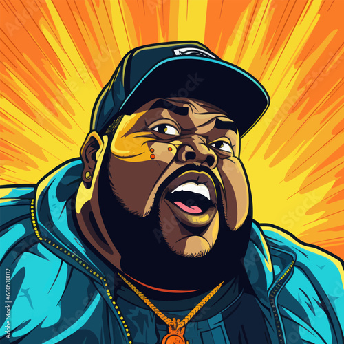 Fat rapper. Comic cartoons pop art retro vector illustration